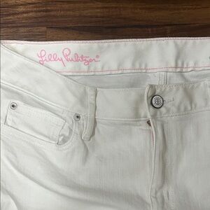 Lilly Pulitzer White High-Rise Women's Jeans with Pink Logo Trim